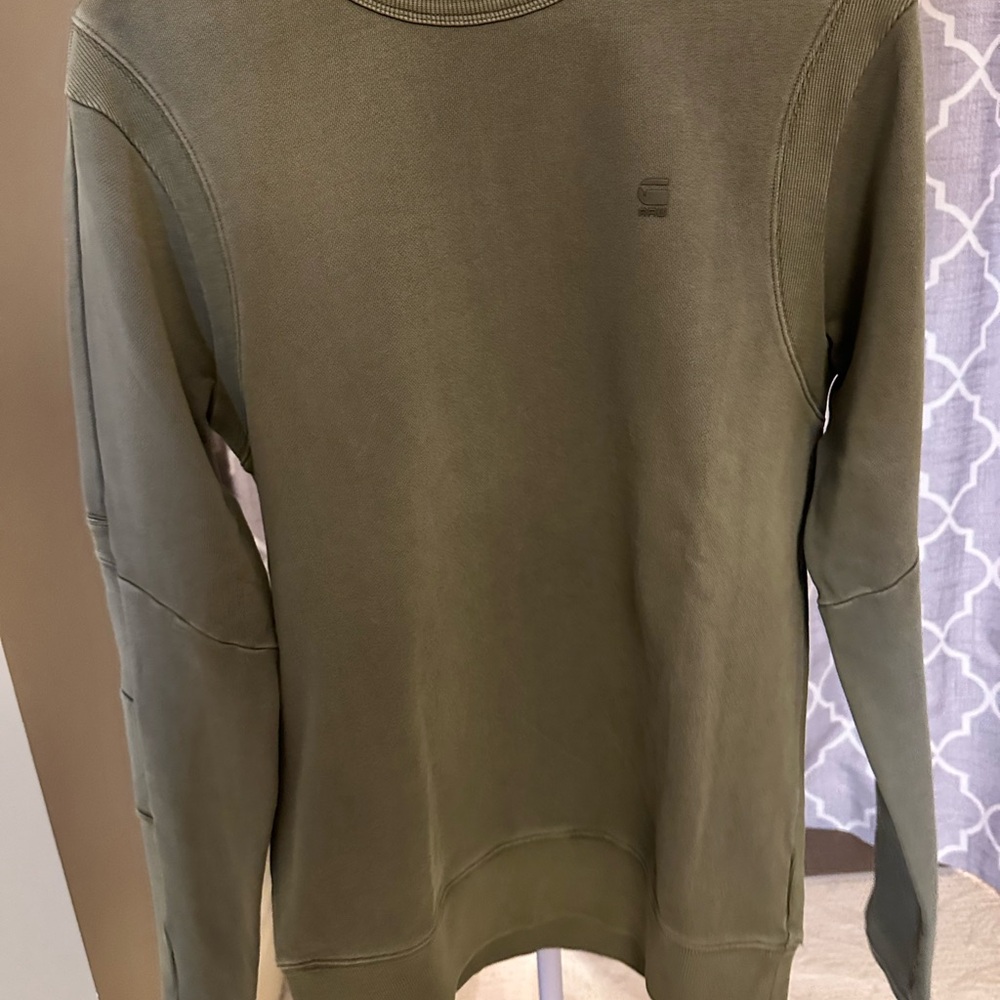 New G-Star Men's Khaki Crewneck Sweater